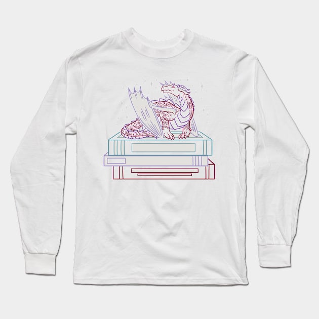 Lil Book Dragon Long Sleeve T-Shirt by polliadesign